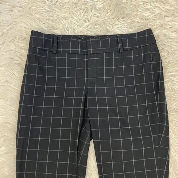 Calvin Klein Black Plaid Check Women’s Trouser Straight Leg Work Pants 10 Crop - Picture 8 of 11